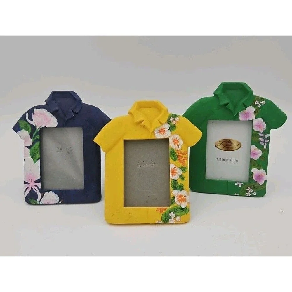 Picture Frame Shirt With Flower Frame Blue Green Yellow 2.5